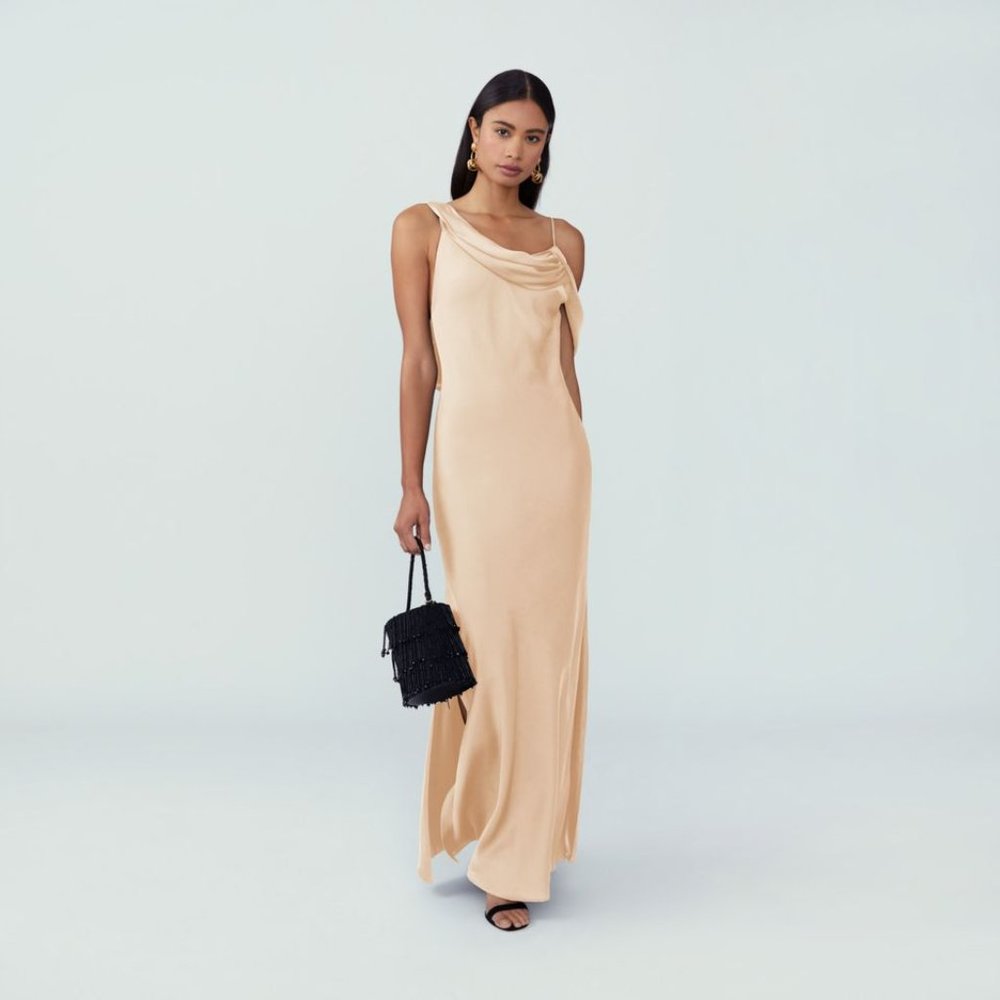 Strappy, asymmetrical Francois slip dress from Fame and Partners, NWT